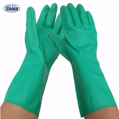 China Yulan H61 anti-slip hot sale! 33cm Length Anti Acid Industry Chemical Resistant Nitrile Gloves for sale