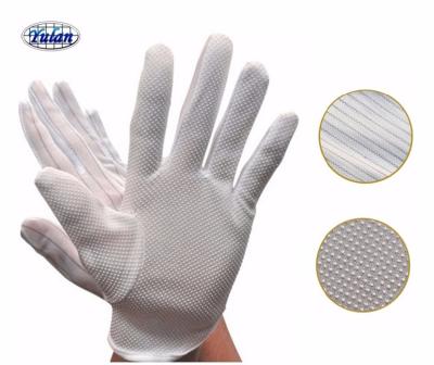 China PVC polka dot working antistatic nylon gloves, cleanroom electronics industrial tool antistatic gloves good quality ESD dotted gloves for sale