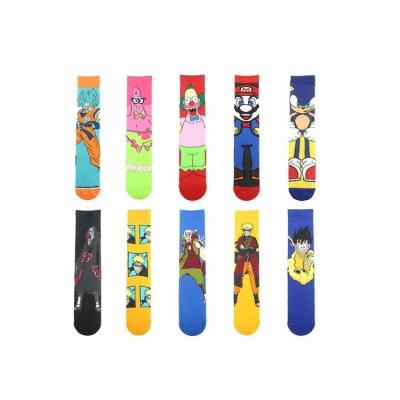 China New design HY-852 cartoon sporty anime sock skateboard socks men and women cotton socks for sale