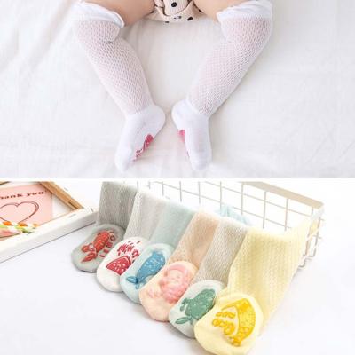 China 2022 New Baby Breathable Design Long Socks HY-859 Anti Slip Baby Net Socks Summer For 0-3 Years for sale