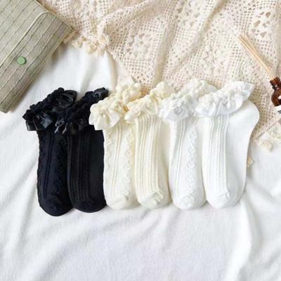 China HY-777 QUICK DRY Fashion Soft Cute Women Ladies Vintage Lolita Ankle Black Lace Girl Socks For Girl for sale