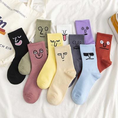 China HY-789 QUICK DRY Funny Expression Symbol Face Crew Socks 10 Styles Candy Color Socks Women Emotion Mood Happy Socks for sale