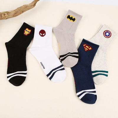 China Hot Selling Breathable Spider-Man Bangs Designer Famous Movie Bat Mens Cotton Crew Sock For Teen Boy for sale