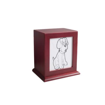 China Pet Viable Cremation Casket Photo Cube Memorial Urn With Wooden Picture Burial For Cat And Dog Ashes for sale