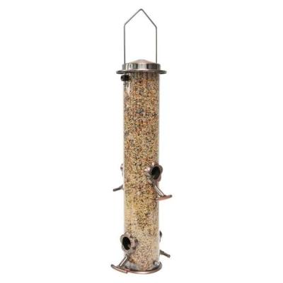 China Viable Factory Wholesale High Capacity Hanging Stainless Steel Clear Plastic Art Handwork Bird Feeder for sale