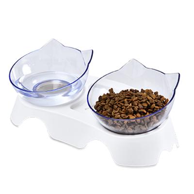 China Viable Wholesale China 15 Degree Tilted Transparent Elevated Cat Food Glass Bowl for sale