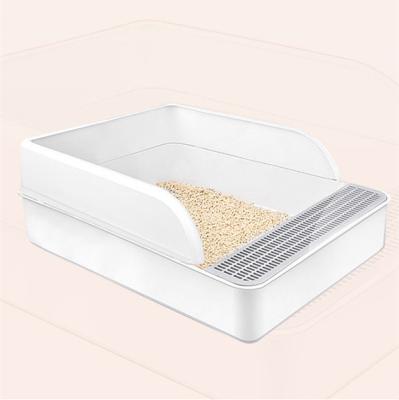 China Plastic Cat Litter Accessories Clean Up Viable Products Space Training Large Cleaning Cat Toilet Plastic Cat Litter Box for sale