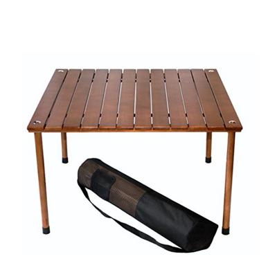 China Easy Carry Portable Wood Roll Up Table For Picnics, Camping, The Beach, Outdoor Events With Carry Bag Modern Design Folding Black Table for sale