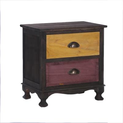 China Hot Selling New Design Sustainable Wooden Bedside Natural Antique Cabinet With 2 Drawers , Cabinet Wood for sale