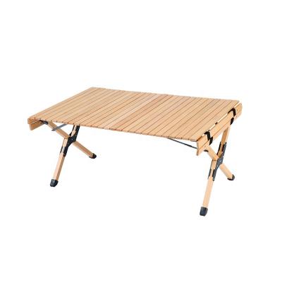 China Wholesale Portable Compact Wooden Factory Folding Solid Wood Camping Picnic Table Outdoor Roll Up Camping Dining Tables With Carry Bag for sale