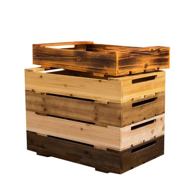 China Custom Factory Europe Antique Fruit Wine Wooden Bread Crate Solid Box for sale