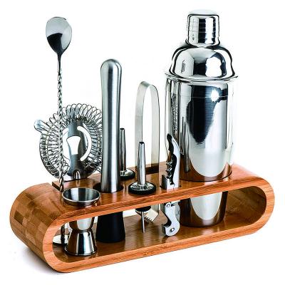 China Sustainable Bartender Countertop Kit: 10-Piece Bar Tool Kit with Stylish Bamboo Rack for sale