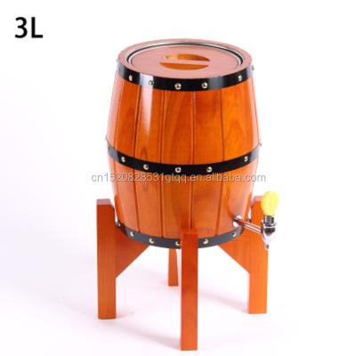 China Europe 3L Custom Logo Vertical Wine Barrel Varnished Wooden Beer Barrel for sale