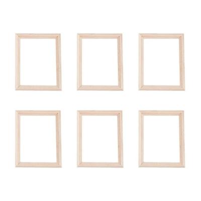 China Europe 6Pcs Wooden Dollhouse Unfinished Mini Photo Frame Furniture for sale