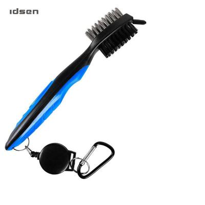 China Custom Golf Accessories Iron Golf Accessories Golf Club Cleaning Brush Sharpener 2 Side Golf Cleaning Brush for sale