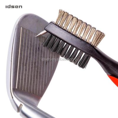 China Custom 2 Sides Iron Golf Club Head Cleaning Cleaning Brush With Sharpener for sale