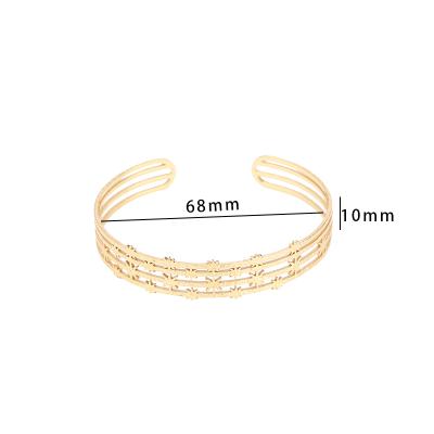 China JB006 Vintage Style Stainless Steel 14K Gold Plating Multi Layer Cavity Bracelet for sale