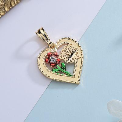 China Heart Shaped Butterfly Flowers Gems BOHEMIA Design Maiden Pendant Jewelry for sale