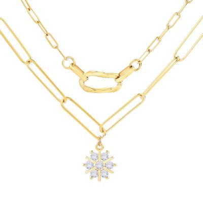 China Fashion CLASSIC Necklace Hip-Hop Wholesale Stainless Steel Women's Double-Layer Snowflake Necklace for sale