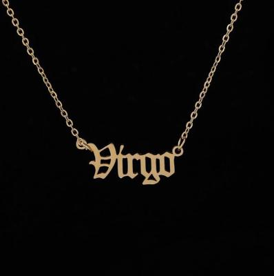 China CLASSIC 12 Zodiac Necklace 2021zodiac Stainless Steel Sign Necklace Gold Plated Constell Necklace for sale