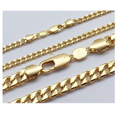 China JN035 Amazon Hot Sale Figaro Jewelry Dubai 24K Cuban Gold Plated Chains Necklace For Men USA for sale