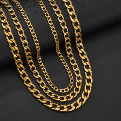 China CLASSIC Hot Sale 24k Gold Design Jewellery+big Simple Chain Necklace Jewelry+men Cuban Link Chain Necklaces for sale