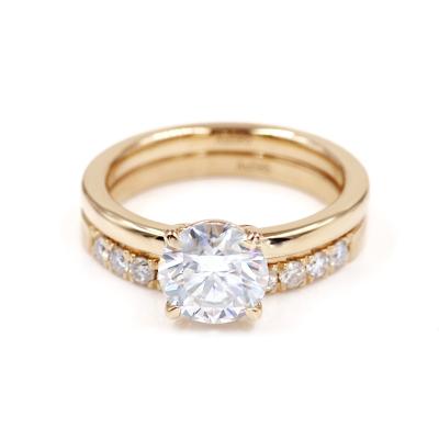 China FASHIONABLE JR045 Gold Plated Wedding Rings 1.5ct CZ Engagement Ring Set For Woman for sale