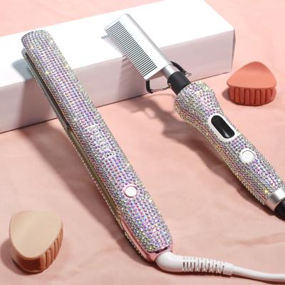 China The Salon/Home Pink/Hotal Bling 500 Degree Electric Hair Straightener Comb 260 Degree Hot Comb Stunned With Package for sale