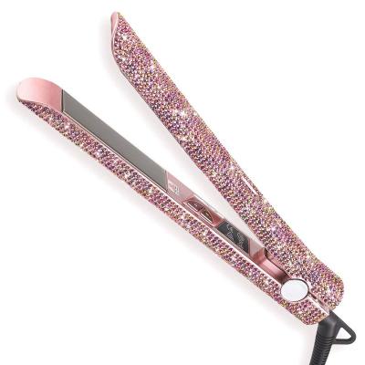 China Bling beddazled crystal titanium irons set tools hair straightener stunned hotel private label blinged diamond flat iron for sale