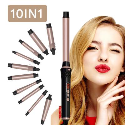 China Safety Device Triple Automated Professional Classic 10 In 1 Five Barrels Deep Wave Ceramic Curling Iron Multi-automatic LCD Hesitate Magic Hair Curler With Clip for sale