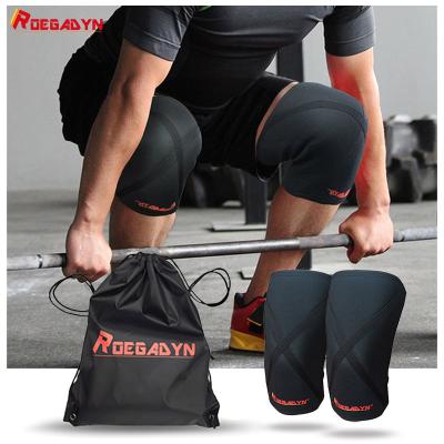 China 2021 Trend Weightlifting Knee Support Brace 7mm Neoprene Fitness Pads Stiff Powerlifting Knee Compression Sleeve for sale