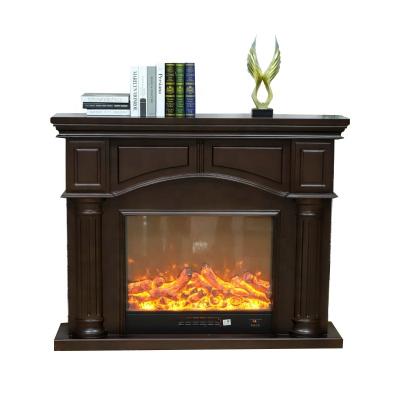 China Good Quality Modern Kamin Wood Cultured Marble Fireplace Mantel Brown Fireplace Mantel for sale