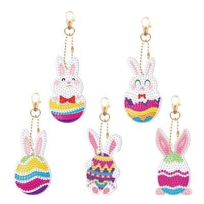 China Amazon Hot Selling Easter Keychains CLASSIC Eggs, One-sided Key Chain Diamond Painting Decorative Accessories Handmade for sale