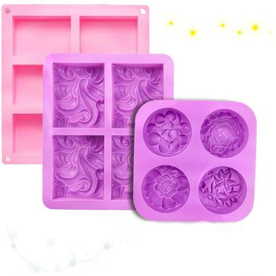 China Amazon Sustainable Hot Sale 6 Lattice Rectangles, 4 ldifferent Flowers, 4 Wave Flowers Silicone DIY Soap And Cake Mold for sale