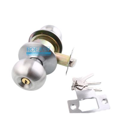 China Cheap Entry ROEASY 5791 SS-ET Stainless Steel Round Door Lock Knob Bedroom Bathroom Cylindrical Ball Knob for sale