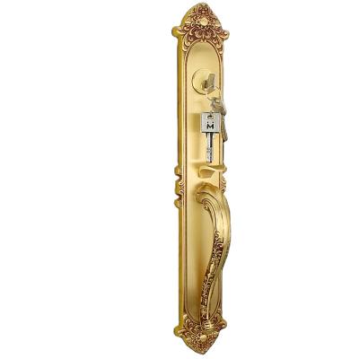 China ROEASY Luxury Brass Hardware Mounted Anti-thief Gold Handle Wooden Brass Door Lock For Home Villa GD-GL8881RG for sale