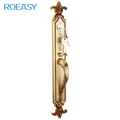 China ROEASY Brass Hardware Brass Mounted Anti-thief Handle Gold Door Lock For Home Villa GD-GL6688-RG for sale