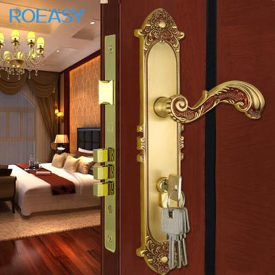 China ROEASY brass hardware brass mounted handle gold door lock for homeGD- L8881RG for sale