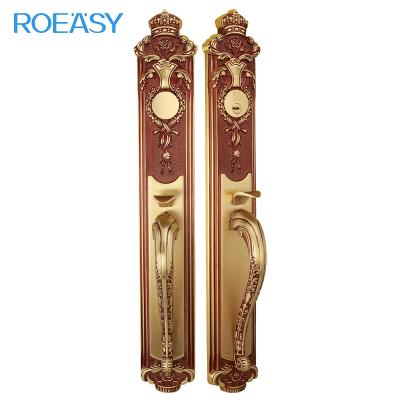 China ROEASY Luxury Brass Hardware Mounted Anti-thief Handle Gold Door Lock For Home Villa GD-GL8188 for sale