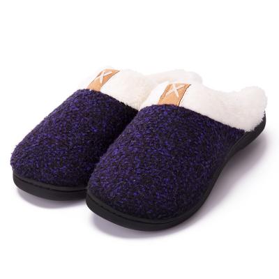 China Women's Breathable Comfort Memory Foam Slippers Plush Lined House Shoes Indoor And Outdoor Non-Slip Rubber Sole for sale