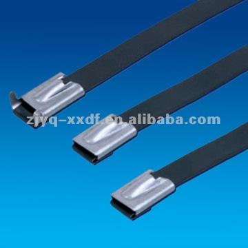 China Stainless Steel 400x4.6mm BZ-C Plastic Covered Ball-Lock Stainless Steel Cable Ties for sale