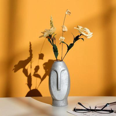 China Modern Creative Abstract Human Face Ceramic Vase Retro Art Avatar Simple Flower Vase Modern Office Living Room Bedroom Home Decoration for sale