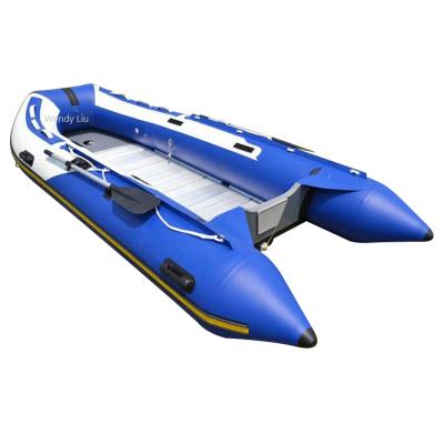 China Travel 13 Feet Blue Rubber Dinghy Foldable Inflatable Boat With Aluminum Floor for sale