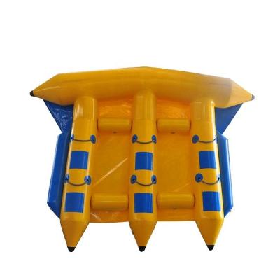 China Fish Inflatable Tube Amusement Park Banana Beacon Flying Water Towed Inflatable Banana Boat for sale