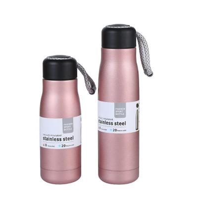 China New Design Viable Double Wall Stainless Steel Vacuum Insulated Bicycle Sports Bottle Shaker Water Bottle With Rope for sale