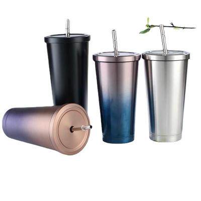 China PORTABLE Tumbler with Straw Flip Lid, Travel Mug Vacuum Insulated Coffee Tumbler Beer Cup Steel Bottle with Straw Lid for sale