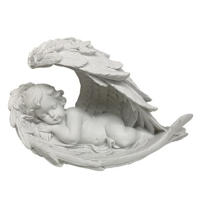 China China Memorial Resin Sleeping Angel Baby Angel Crafts Feather Wings Statue for sale