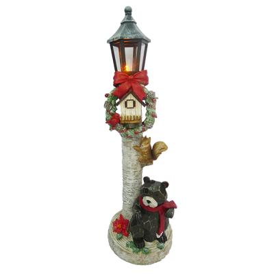 China Eco - Friendly Resin Bear With Outdoor Street Lamp LED Christmas Light Animal for sale