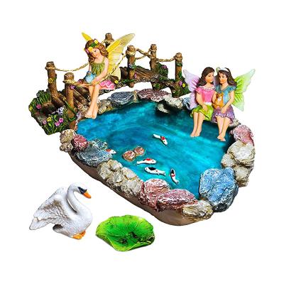 China Eco-Friendly Hand Painted Miniature Outdoor Or House Bridge Fairy Garden Figurines With Accessories for sale