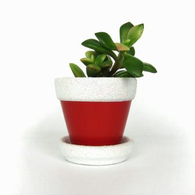 China New Christmas Terracotta Flower Cap Eco-friendly Custom Ceramic Christmas Cap Succulent Pot With Saucer for sale